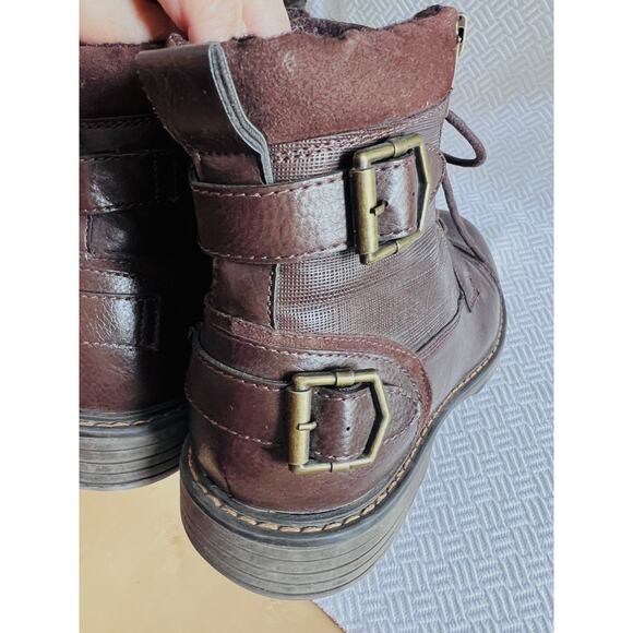 Bruno Marc Philly-10 Brown Combat Lace-Up Boots Size 6.5 EUC Side Zip Buckle - Picture 7 of 12